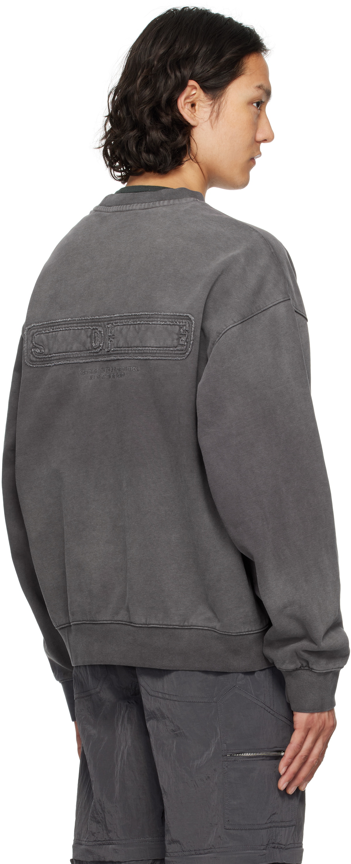 Solid Homme Gray Dyeing Back Logo Sweatshirt