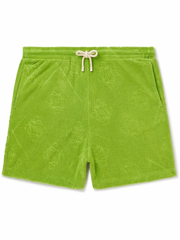 Photo: Loewe - Paula's Ibiza Straight-Leg Jacquard-Knit Cotton-Terry Shorts - Green
