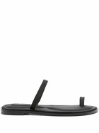 A.EMERY Black Turi Satin Flat Sandals