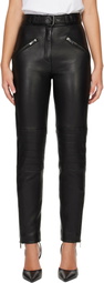 BALMAIN Black Biker Leather Trousers