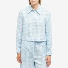 Sleeper Women's Safari Crop Shirt in Blue/White