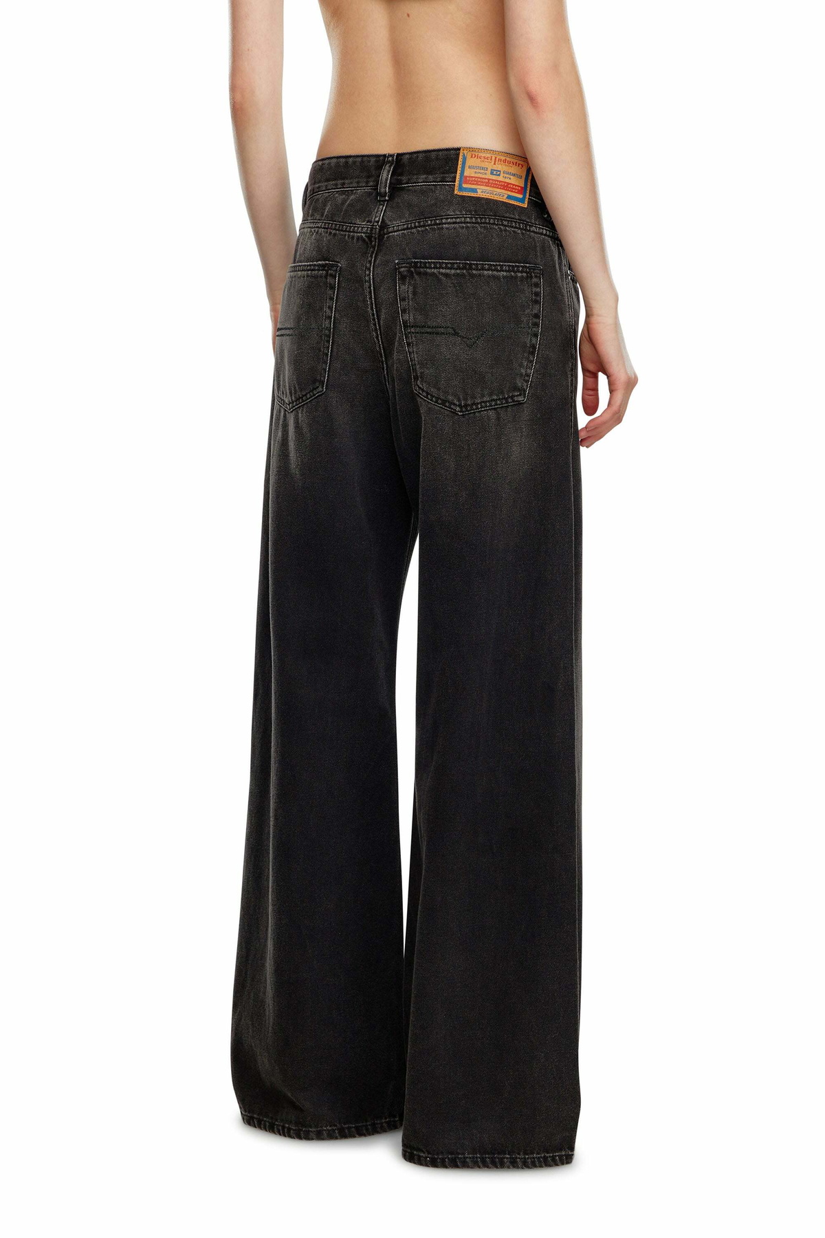 Diesel Relaxed Jeans Low Waist 1996 D-Sire, Black/Dark grey, Button fly