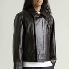 Sage Nation Men's Fold Leather Blouson in Dark Brown