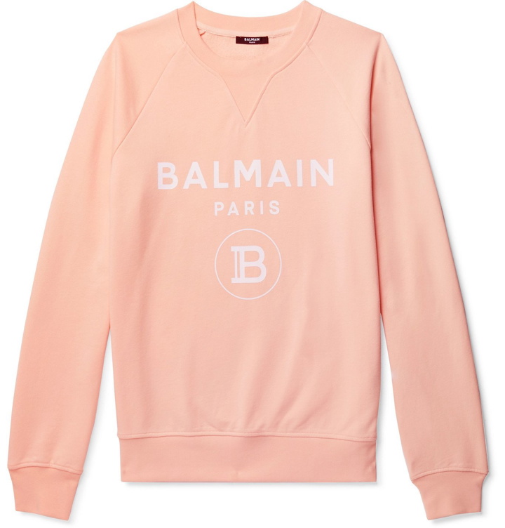 Photo: BALMAIN - Logo-Print Loopback Cotton-Jersey Sweatshirt - Orange
