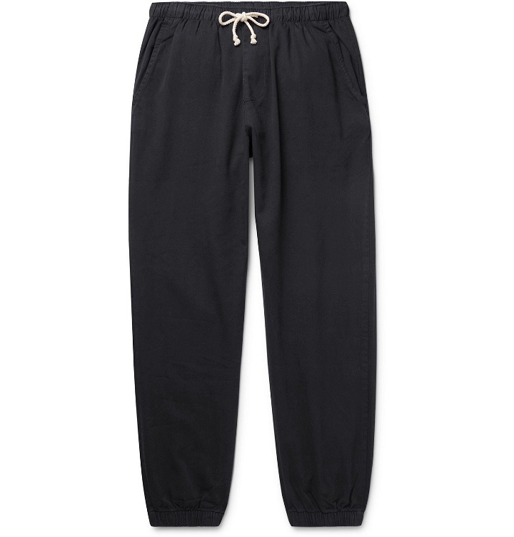 Photo: Mollusk - Jeffrey Tapered Cotton-Twill Drawstring Trousers - Blue