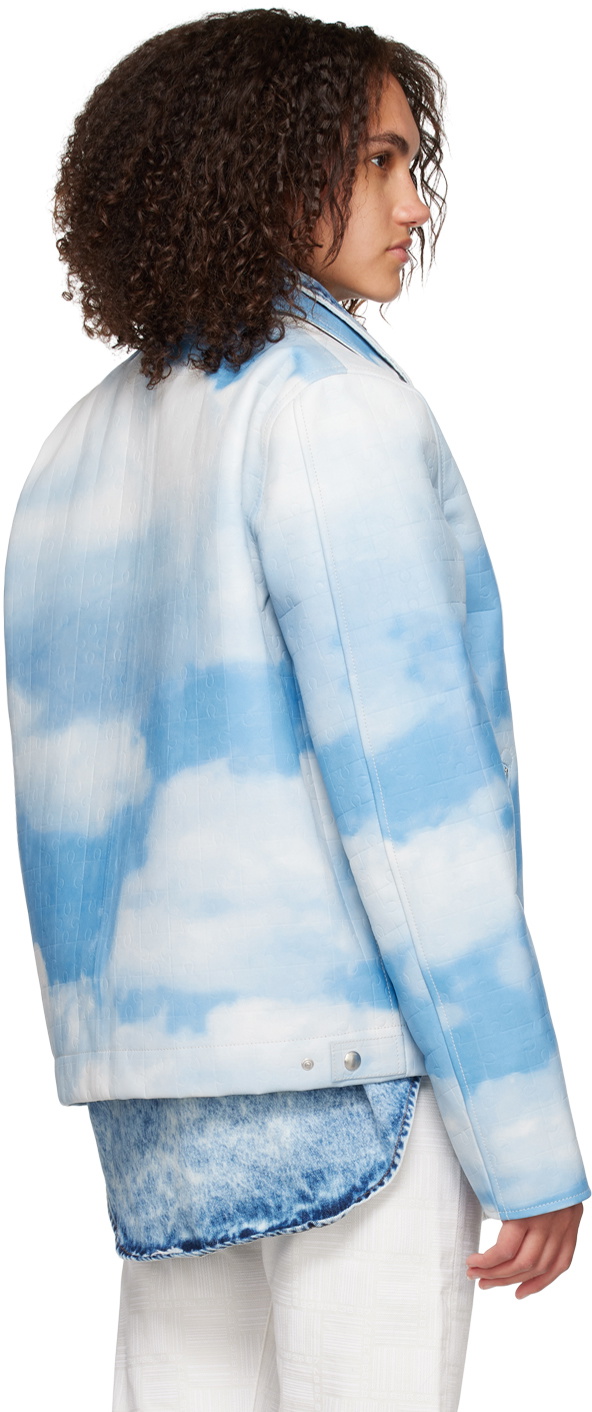 VTMNTS White & Blue Sky Puzzle Leather Jacket