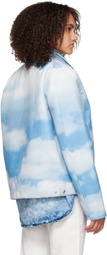 VTMNTS White & Blue Sky Puzzle Leather Jacket