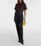 Savette Symmetry suede top-handle bag