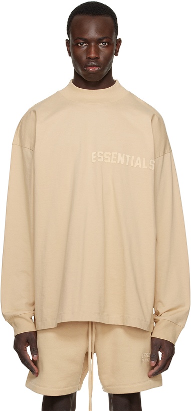 Photo: Essentials Beige Crewneck Long Sleeve T-Shirt