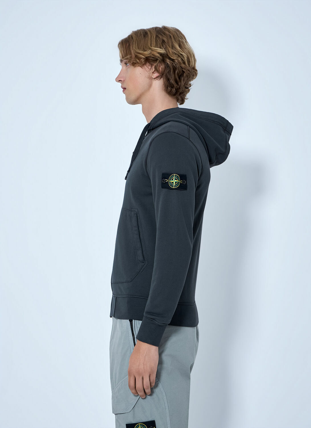 Stone Island Hooded Zip-Up Sweatshirt