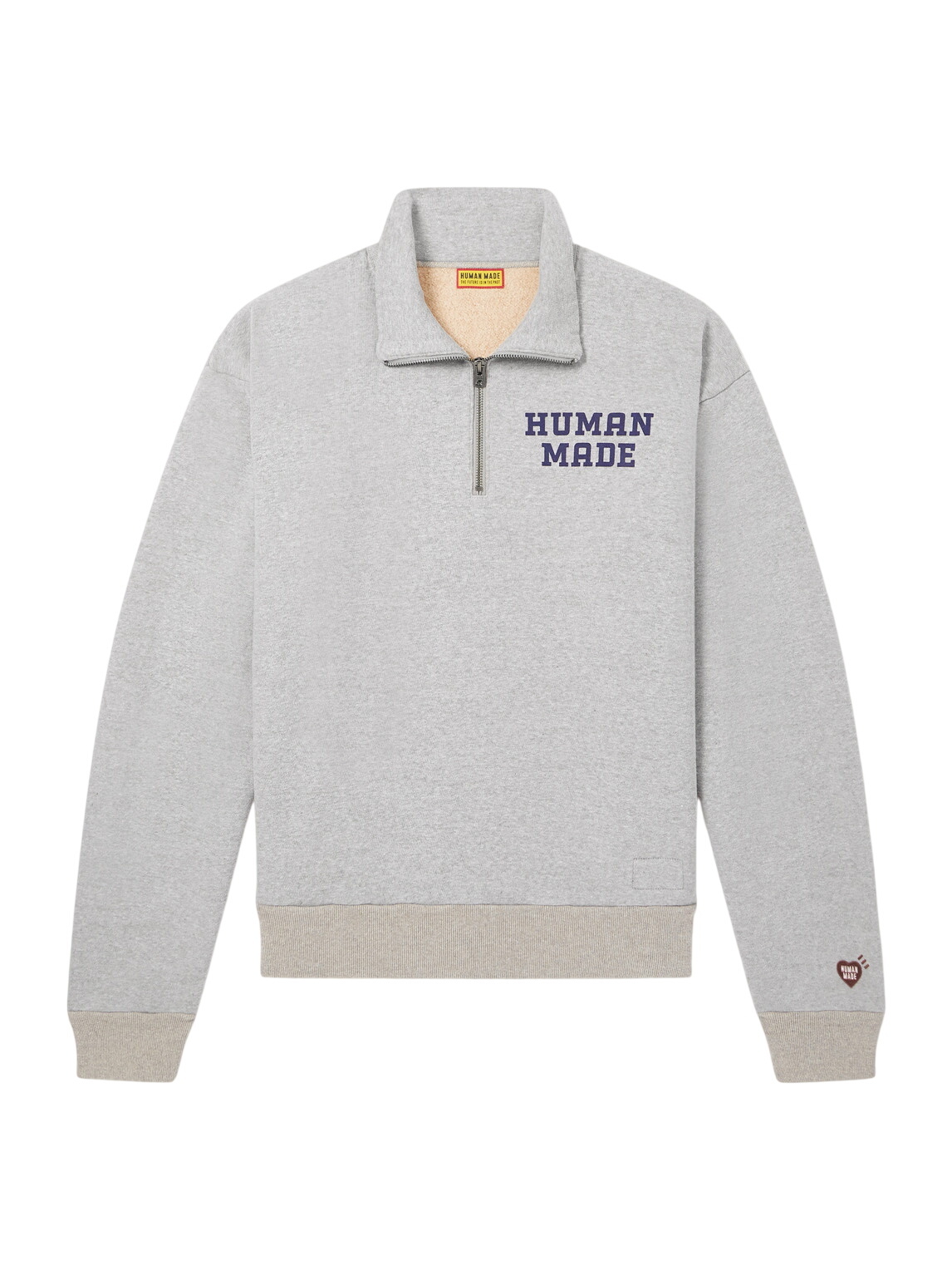 Human Made - Logo-Print Cotton-Jersey Half-Zip Sweatshirt - Gray