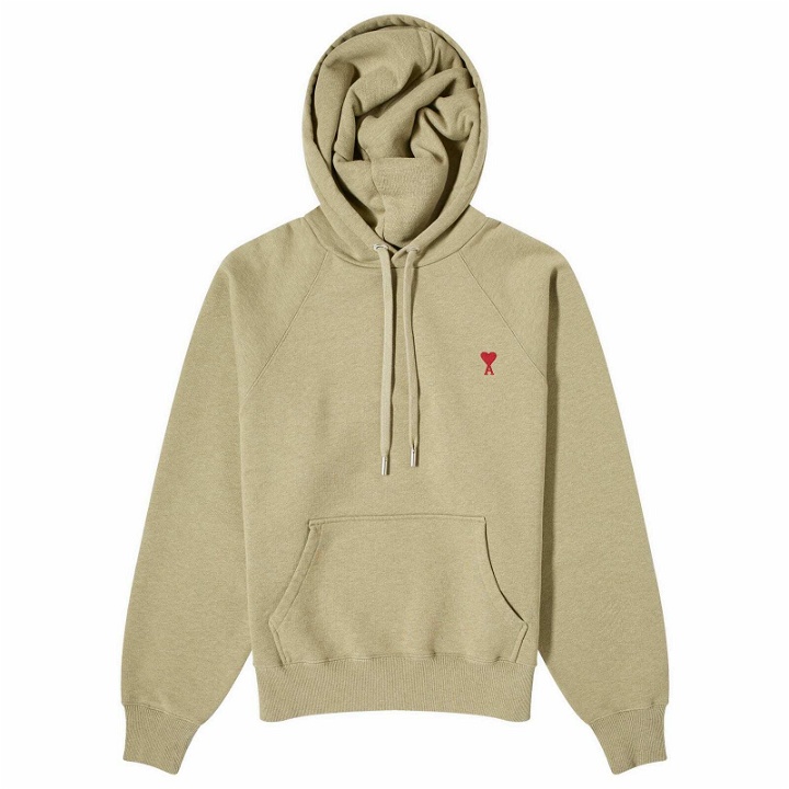 Photo: AMI Paris Men's Small A Heart Popover Hoodie in Heather Sage