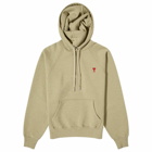 AMI Paris Men's Small A Heart Popover Hoodie in Heather Sage