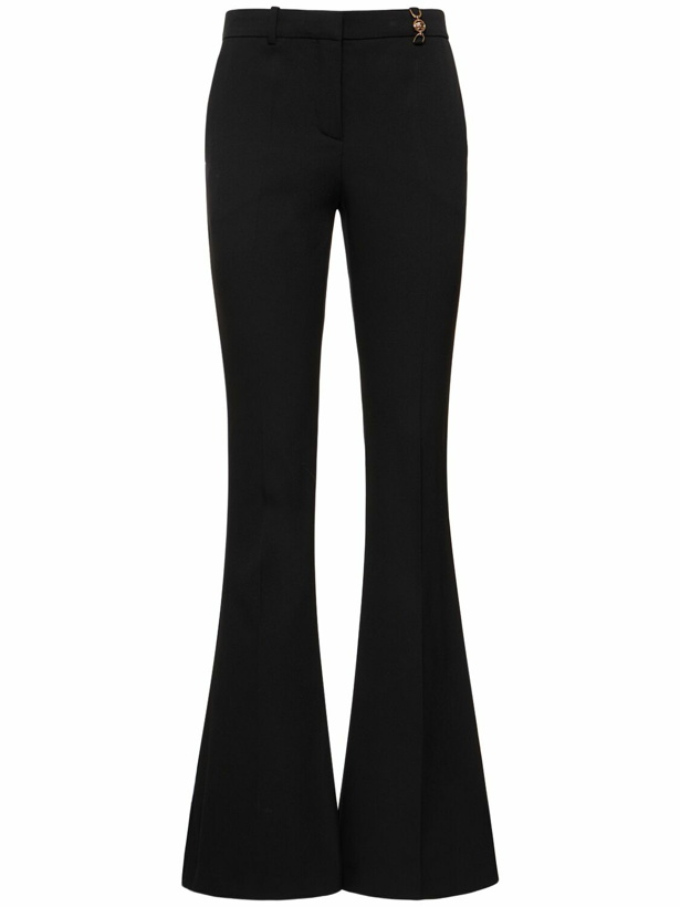 Photo: VERSACE Wool Crepe Mid Rise Flared Pants