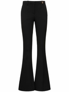 VERSACE Wool Crepe Mid Rise Flared Pants