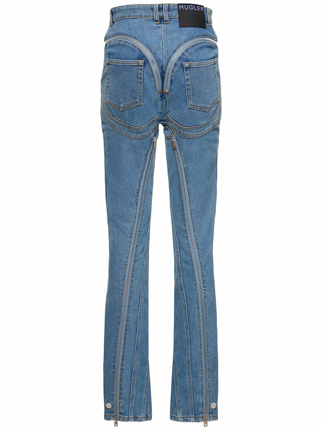 Stretch Denim High Rise Zip Skinny Jeans