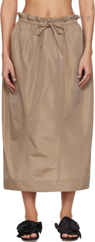 Photo: Simone Rocha Tan Gathered Waist Tulip Midi Skirt