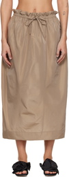 Simone Rocha Tan Gathered Waist Tulip Midi Skirt