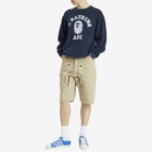 A Bathing Ape Men's College Waffle Crewneck Sweater in Navy