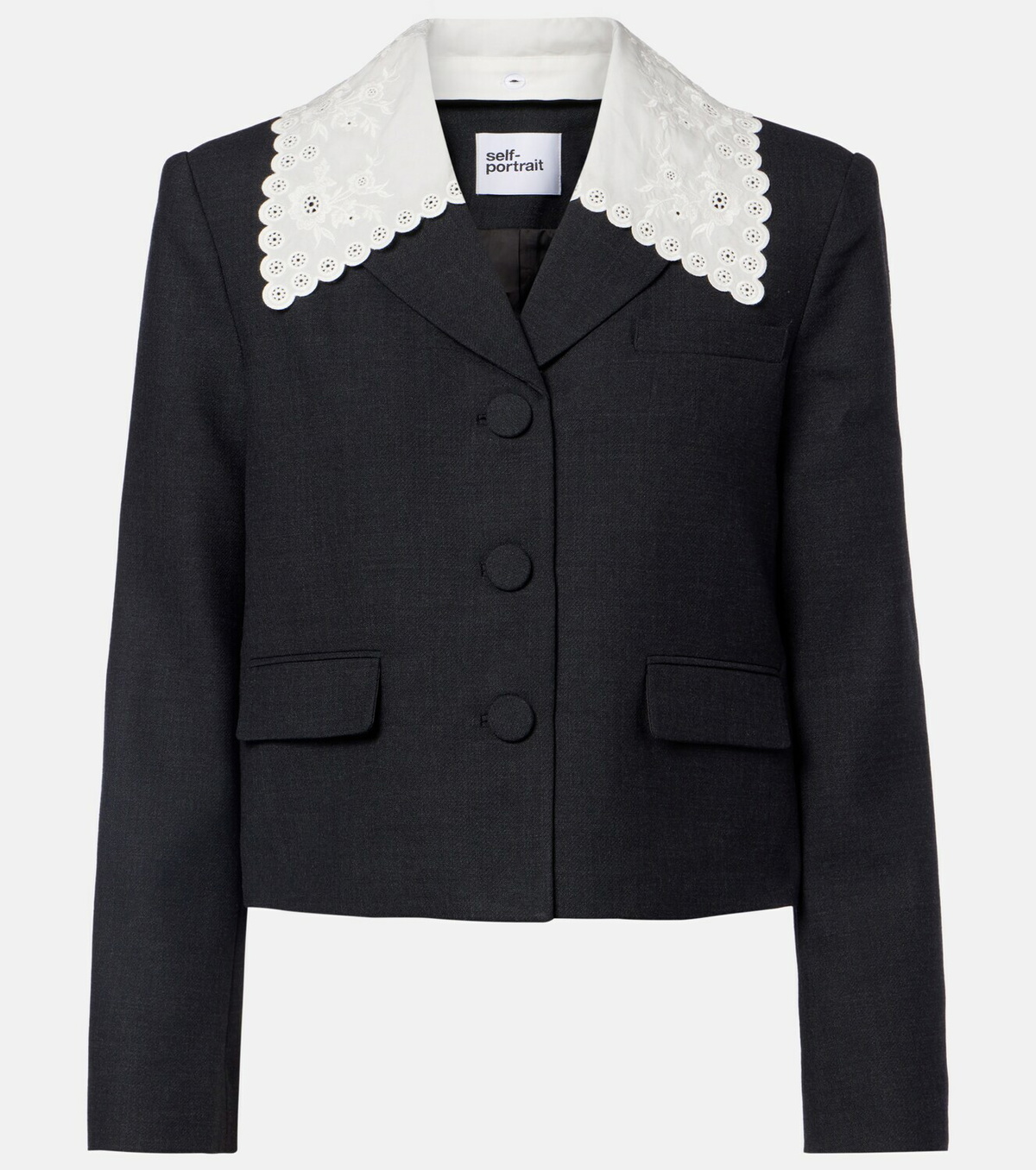 Self-Portrait Broderie anglaise cropped jacket