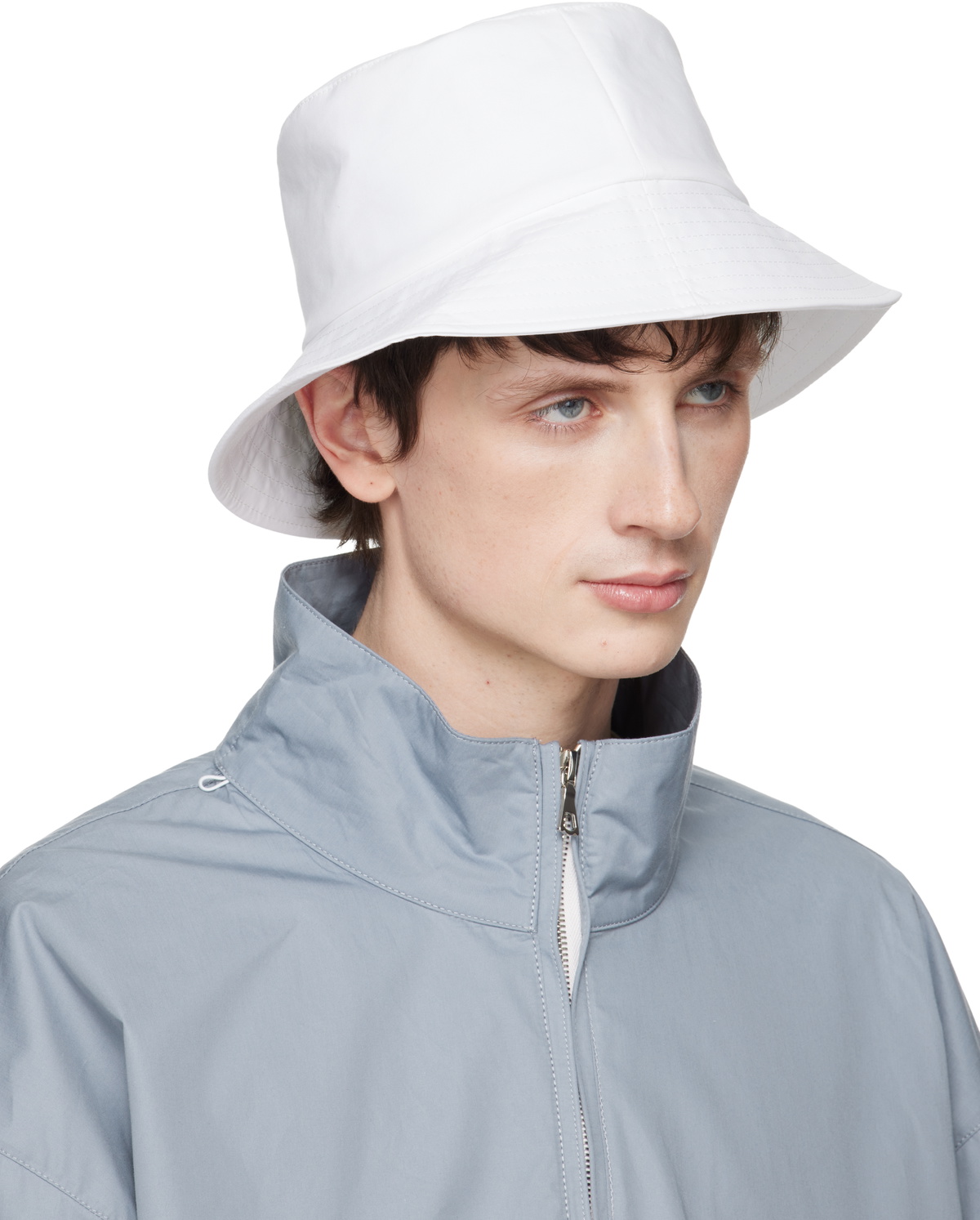 Rier White Cotton Bucket Hat