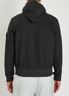 Stone Island Logo-appliquéd Water-resistant Hooded Soft Shell Jacket Black