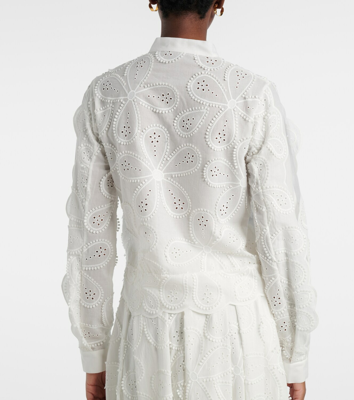 Elie Saab Embroidered tie-neck blouse