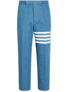 Thom Browne - Stripe-Trimmed Denim Trousers - Blue