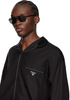 Prada Eyewear Black Logo Bridge Sunglasses