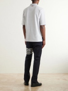 Thom Browne - Striped Cotton-Jersey Polo Shirt - Gray