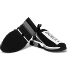 Dolce & Gabbana - Sorrento Logo-Print Stretch-Knit Slip-On Sneakers - Black