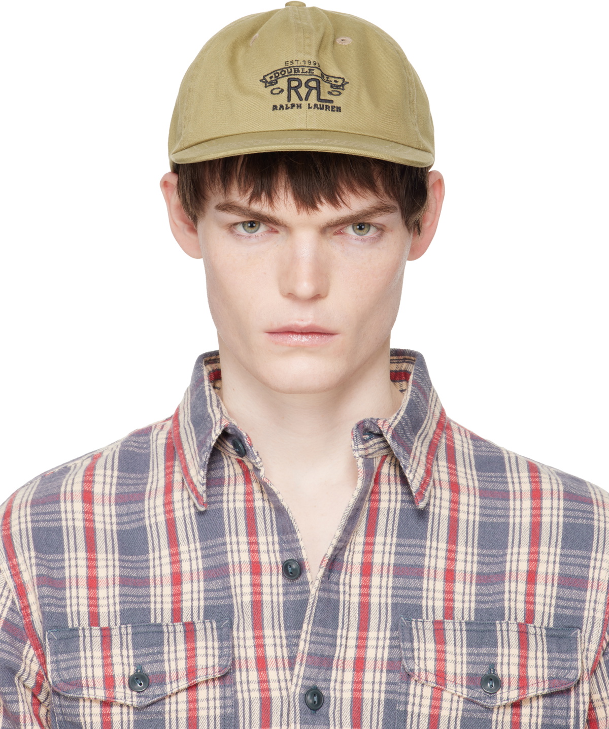 RRL: Beige Ranch Logo Twill Ball Cap | SSENSE
