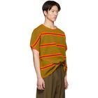 Maison Margiela Orange and Green Striped Knit T-Shirt