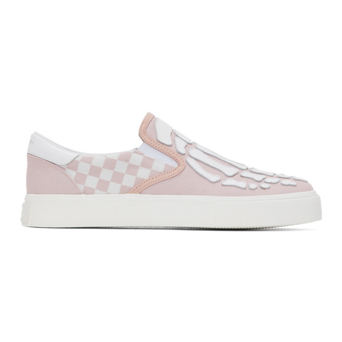 Photo: Amiri Pink Checkered Skeleton Slip-On Sneakers