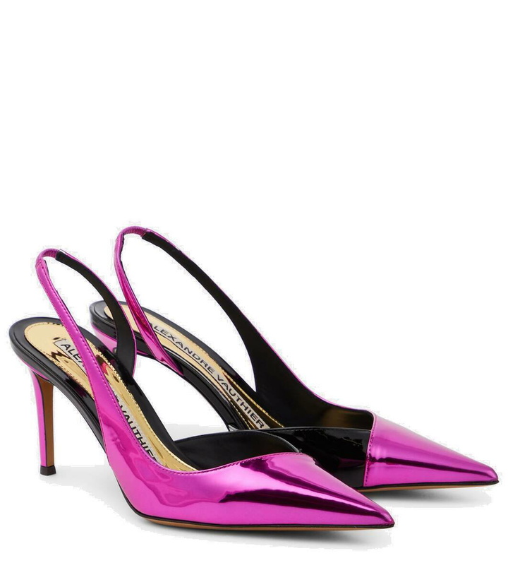 Photo: Alexandre Vauthier Metallic faux leather slingback pumps