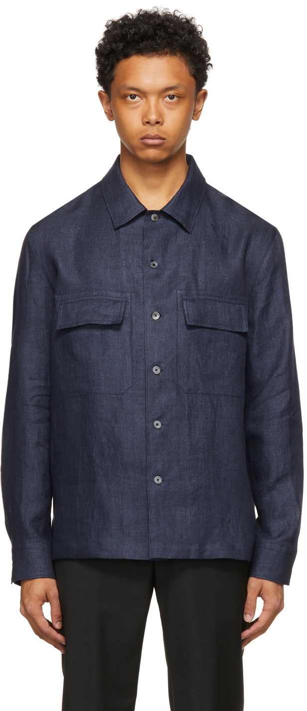 Pure Linen Shirt - Navy