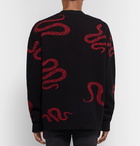 AMIRI - Oversized Snake-Intarsia Cashmere and Wool-Blend Cardigan - Men - Black