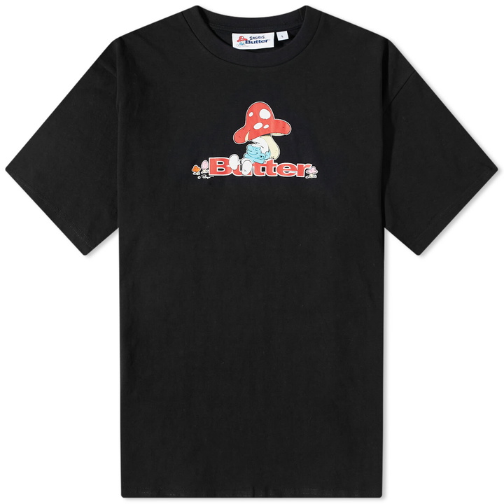 Photo: Butter Goods x The Smurfs Lazy Logo T-Shirt in Black