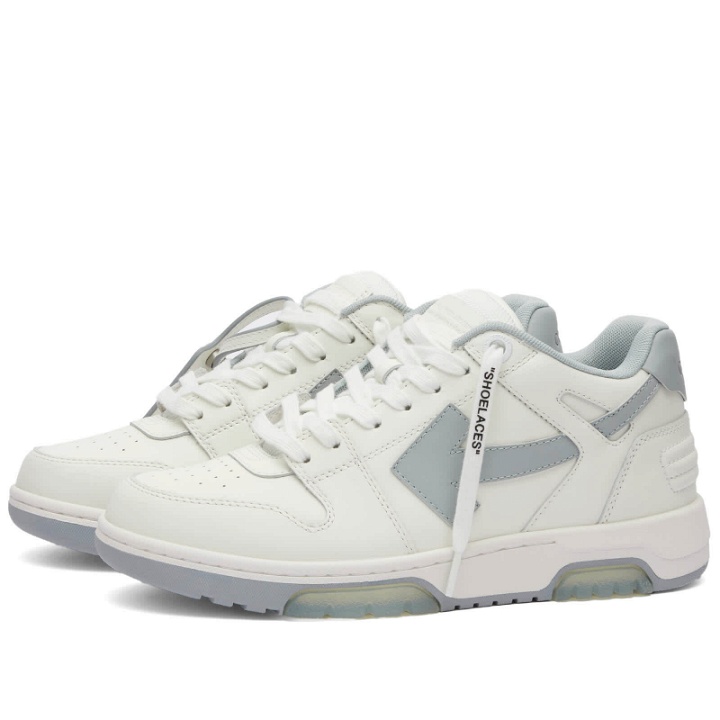 Photo: Off-White Men's Out Of Office Leather Sneakers in White/Grey