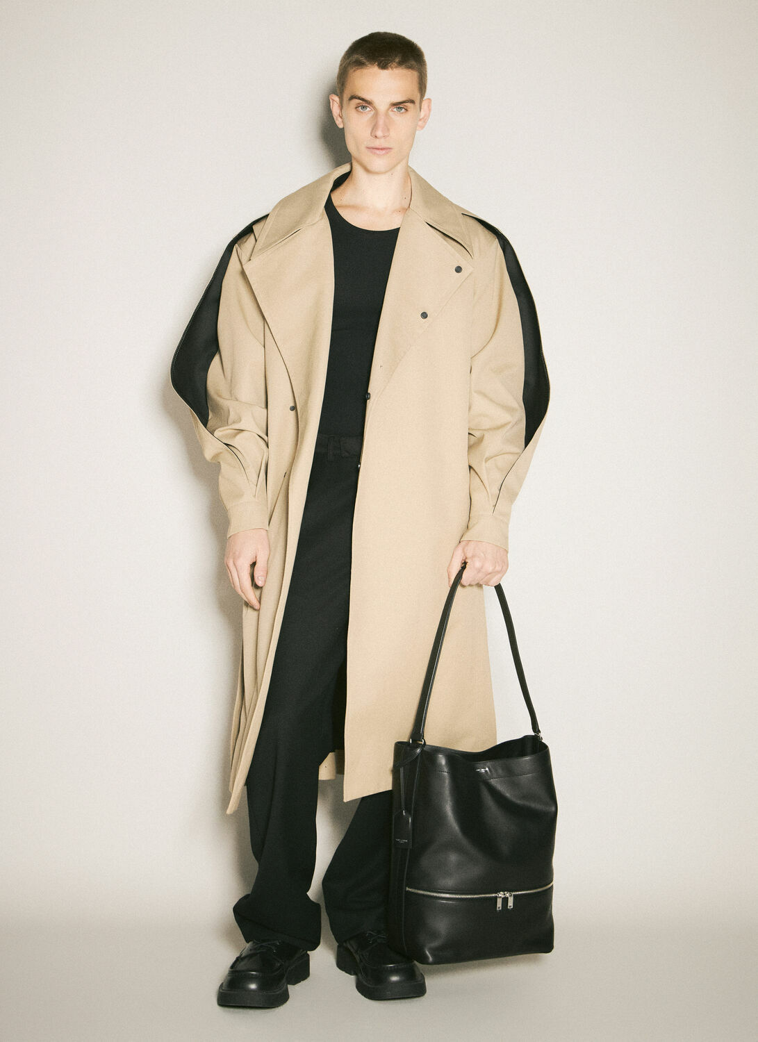 Saint Laurent Leather Hobo Tote Bag