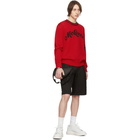 Alexander McQueen Red and Black Logo Varsity Sweater