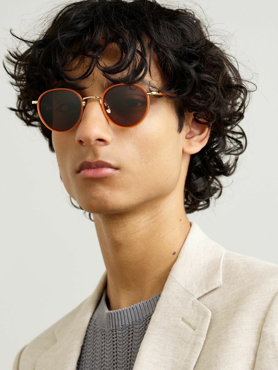 Mr P. - Cubitts Gifford Round-Frame Acetate and Gold-Tone Sunglasses