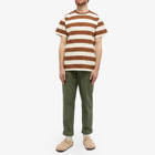 Foret Men's Brave Stripe T-Shirt in Brown/Cloud