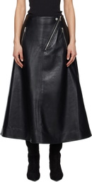 Nanushka Black Aleka Regenerated Leather Midi Skirt
