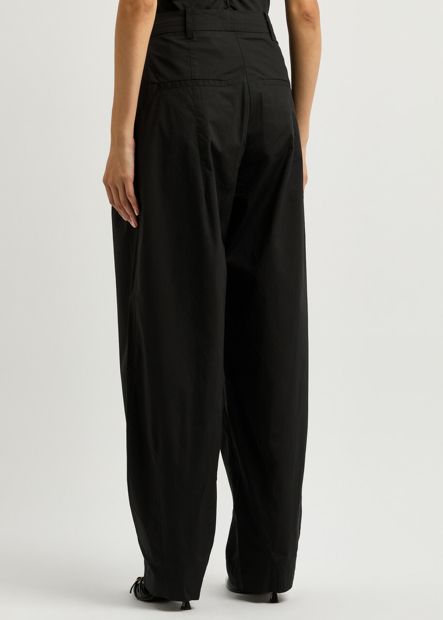 Remain BY Birger Christensen Barrel-leg Stretch-cotton Poplin Trousers Black 32 (UK4 / Xxs)