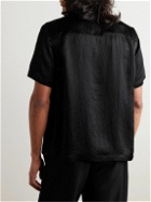 Saturdays NYC - Canty Logo-Embroidered Camp-Collar Satin-Twill Shirt - Black