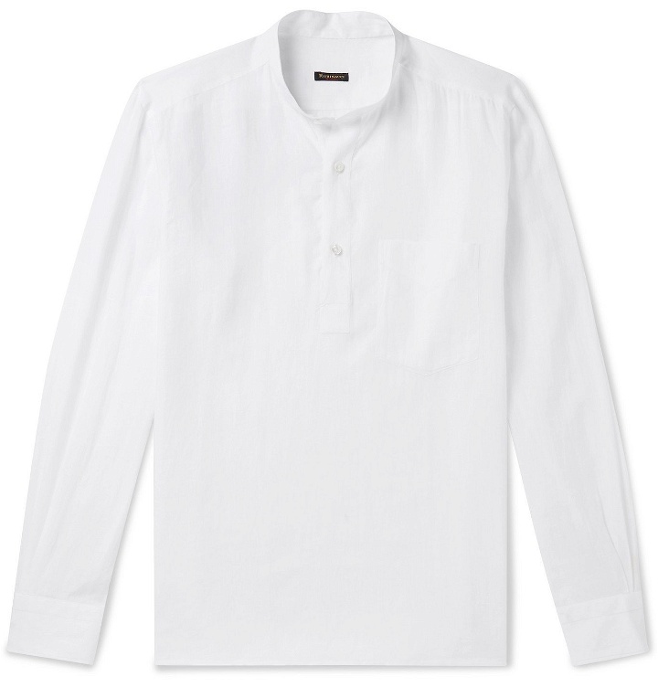Photo: Rubinacci - Grandad-Collar Cotton Half-Placket Shirt - White