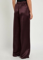 Tory Burch Pintuck Wide-leg Satin Trousers Dark Red