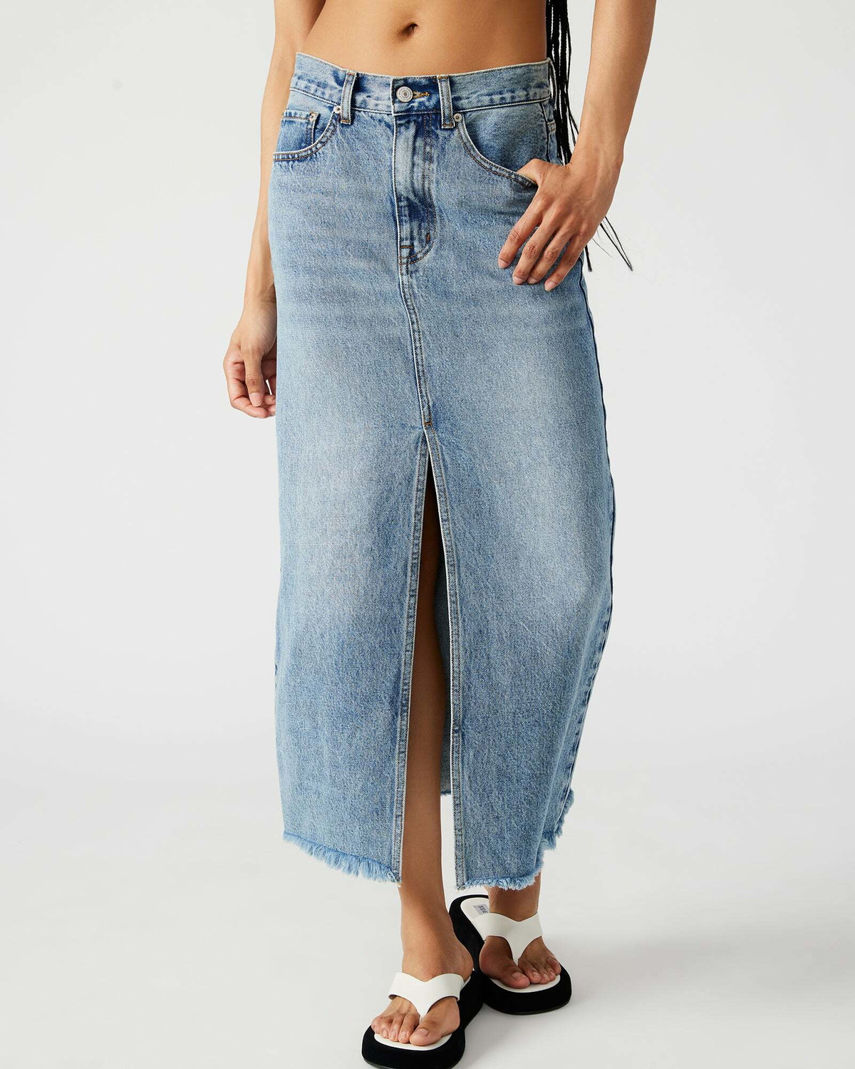 Steve Madden Avani Skirt in Blue Denim