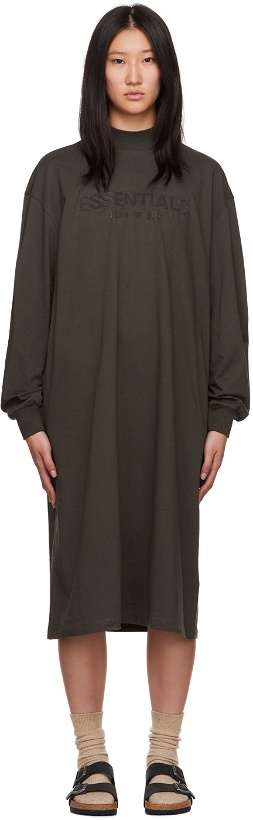 Photo: Essentials Gray Long Sleeve Midi Dress